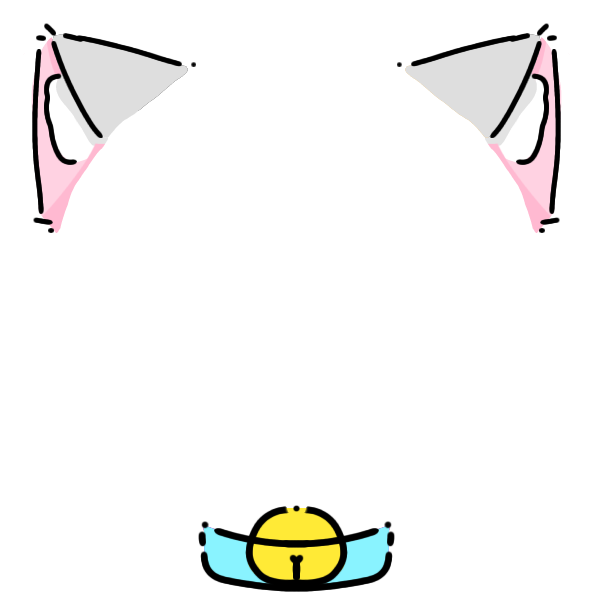 cyan collar light gray cat ears Decoration